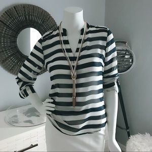 Navy striped shirt